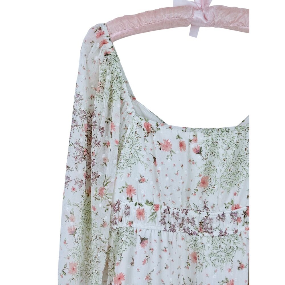 Francesca’s Floral Empire Waist Babydoll Dress M | Cottagecore Coquette Dollette - Picture 16 of 16